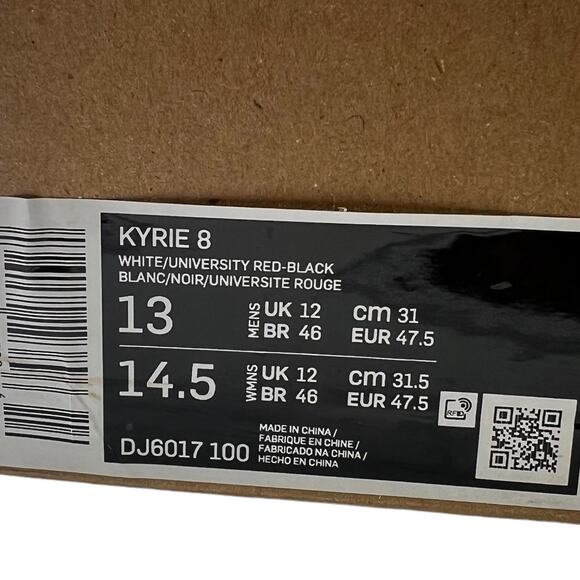 Nike‎ Air Zoom Kyrie 8 White University Red Black Sneakers Men\'s 13 main image 8